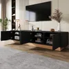 Meuble TV Merax bas à 4 portes et étagères, meuble TV avec Voir les images du produit 2