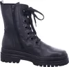 A black leather lace-up boot with a side zipper, shown from the side against a white background. Produktbild-Vorschau