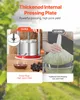 A comparison of two juicing methods, one using a mechanical press and the other using a cloth bag. Produktbild-Vorschau