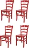 Four red wooden chairs with heart cutouts on a white background. Podgląd zdjęcia produktu