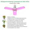 A grow light with multiple LED panels is shown, along with images of potted plants. Text describes the product's features and benefits for plant growth. Produktbild-Vorschau
