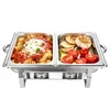 2 Grid Chafing Dish Edelstahl Buffet-Set Warmhaltebehälter Produktbild-Vorschau 6
