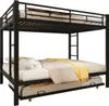 A black metal bunk bed with a pull-out trundle bed, shown against a white background. Produktbild-Vorschau
