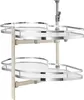 A two-tiered rotating corner cabinet organizer with chrome trim and white shelves, mounted on a light-colored support pole. Náhľad obrázku produktu