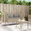 vidaXL Záhradná lavica s vankúšmi Béžová Poly Rattan Náhľad obrázku produktu 3