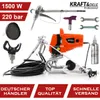 A collection of airless paint spraying equipment and accessories displayed on a white background. Produktbild-Vorschau