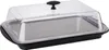 A product shot of a butter dish with a clear lid and black base. Produktbild-Vorschau