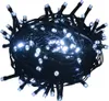 A tangled mass of white LED string lights with black wires, presented against a white background. Produktbild-Vorschau