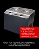 Die Unold EISMASCHINE Doppio 2,4 L ist eine schwarze Eismaschine mit zwei transparenten Deckeln und  Produktbild-Vorschau