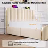 A bed frame with a headboard, showing dimensions and mattress recommendations. Náhľad obrázku produktu