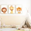 Löwe Giraffe Tiger Safari Tiere 3er Set Kinderzimmer Bilder Produktbild-Vorschau 1