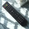 A black remote control is placed on a marble-like surface with shadows cast by light coming from the side. Produktbild-Vorschau