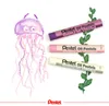 A drawing of a jellyfish and three oil pastels on a white background. Voir les images du produit