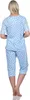 Damen Pyjama 3/4 Hose & Shirt mit Blumenmuster; Blau/L/40 Produktbild-Vorschau 4