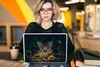 MuchoWow® Laptop Aufkleber Sticker Cover Katze - Gelb - Produktbild-Vorschau 5