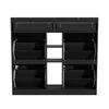 A black shoe cabinet with multiple compartments and drawers, presented against a white background. Produktbild-Vorschau