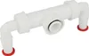 A white plastic plumbing fitting with two barbed hose connectors and a central threaded connection. Náhľad obrázku produktu