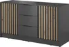 A dark gray sideboard with wooden slatted accents. Náhled obrázku produktu