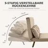 Diagram showing the adjustable backrest angles of a sofa bed. Produktbild-Vorschau