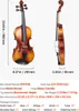Two views of a violin with dimensions and specifications listed below. Produktbild-Vorschau