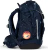 A side view of a dark blue backpack with a space-themed pattern. Produktbild-Vorschau