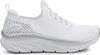 A side view of a white Skechers sneaker with silver accents. Podgląd zdjęcia produktu