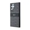 A black and gray DKNY phone case with a repeating logo pattern and a central DKNY logo. Voir les images du produit