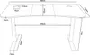 A line drawing diagram of a desk with dimensions shown. Voir les images du produit