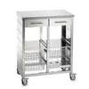 A stainless steel kitchen cart with drawers and wire baskets. Anteprima dell’immagine prodotto