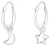 Kinder Creolen: Mädchen Ohrringe 925 Silber „Mond & Stern“ Produktbild-Vorschau 1