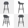 A collage of four images showing a dark gray bar stool from different angles. Produktbild-Vorschau