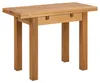 A wooden dining table with a foldable top, shown from the front. Podgląd zdjęcia produktu
