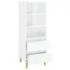 A white highboard with two drawers and shelves, shown against a white background. Produktbild-Vorschau