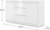 A white sideboard with dimensions indicated. Náhled obrázku produktu