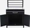 A black outdoor kitchen unit with a drawer and two open doors, set against a white background. Produktbild-Vorschau