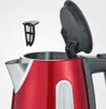 Close-up of a red electric kettle with the lid open and a filter displayed. Anteprima dell’immagine prodotto