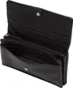 An open black leather wallet with multiple compartments. Produktbild-Vorschau