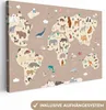 MuchoWow® - Leinwandbilder - Weltkarte Kinder - Tiere - Produktbild-Vorschau 1