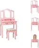 vidaXL Schminktisch-Set mit Hocker Rosa 80×69×141 cm Produktbild-Vorschau 1