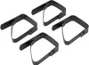 Four black table cloth clips are arranged in a square formation on a white background. Produktbild-Vorschau
