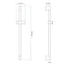Diagrams showing the dimensions of a shower rail. Náhled obrázku produktu