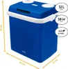 A blue electric cooler box with white trim and dimensions indicated by yellow lines and text. Náhled obrázku produktu