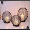 Świecznik metalowy lampion industrialny loft glamour czarny Podgląd zdjęcia produktu 6