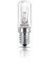A studio shot of a clear, tubular light bulb with a silver screw base, set against a white background. Voir les images du produit