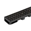 A close-up, angled view of a black drainage channel with a hexagonal grate pattern, set against a white background. Anteprima dell’immagine prodotto