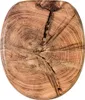 A top-down view of a toilet seat with a wood grain pattern. Produktbild-Vorschau