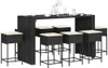 CLORIS 9-tlg. Gartenbar-Set mit Kissen Schwarz Poly Rattan Produktbild-Vorschau 1