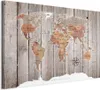 Italienischer Leinwand Leinwandbild - World Map: Wooden Produktbild-Vorschau 1
