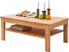 A wooden coffee table with decorative items on top and books on the shelf below. Voir les images du produit