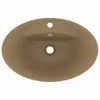 The Living Store Luxus-Waschbecken Überlauf Oval Matt Creme Produktbild-Vorschau 5